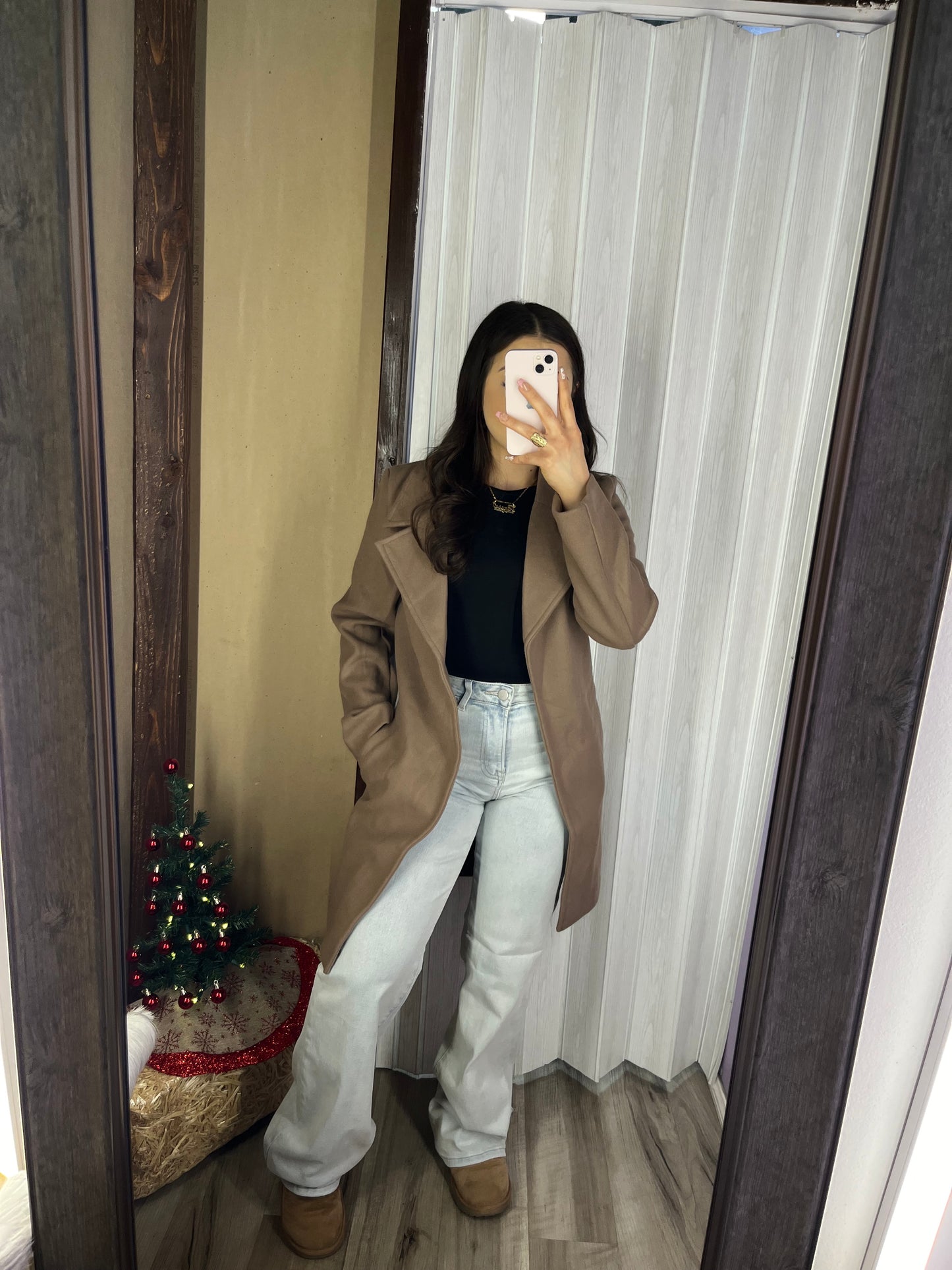 Ny waist tie coat (Stone grey)