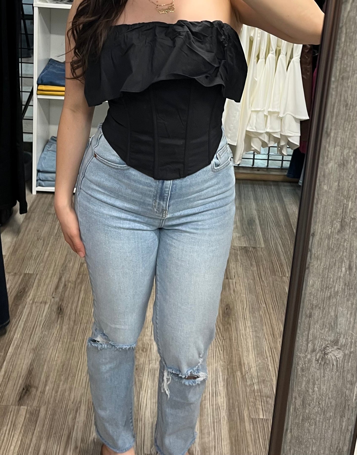 Ruffle Tube Top (Black)