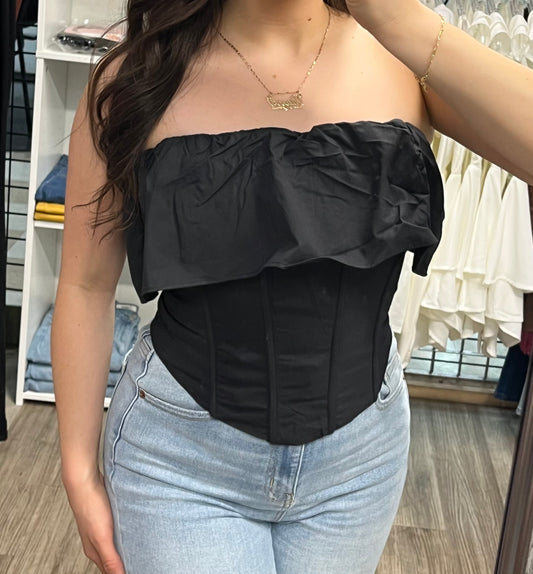 Ruffle Tube Top (Black)