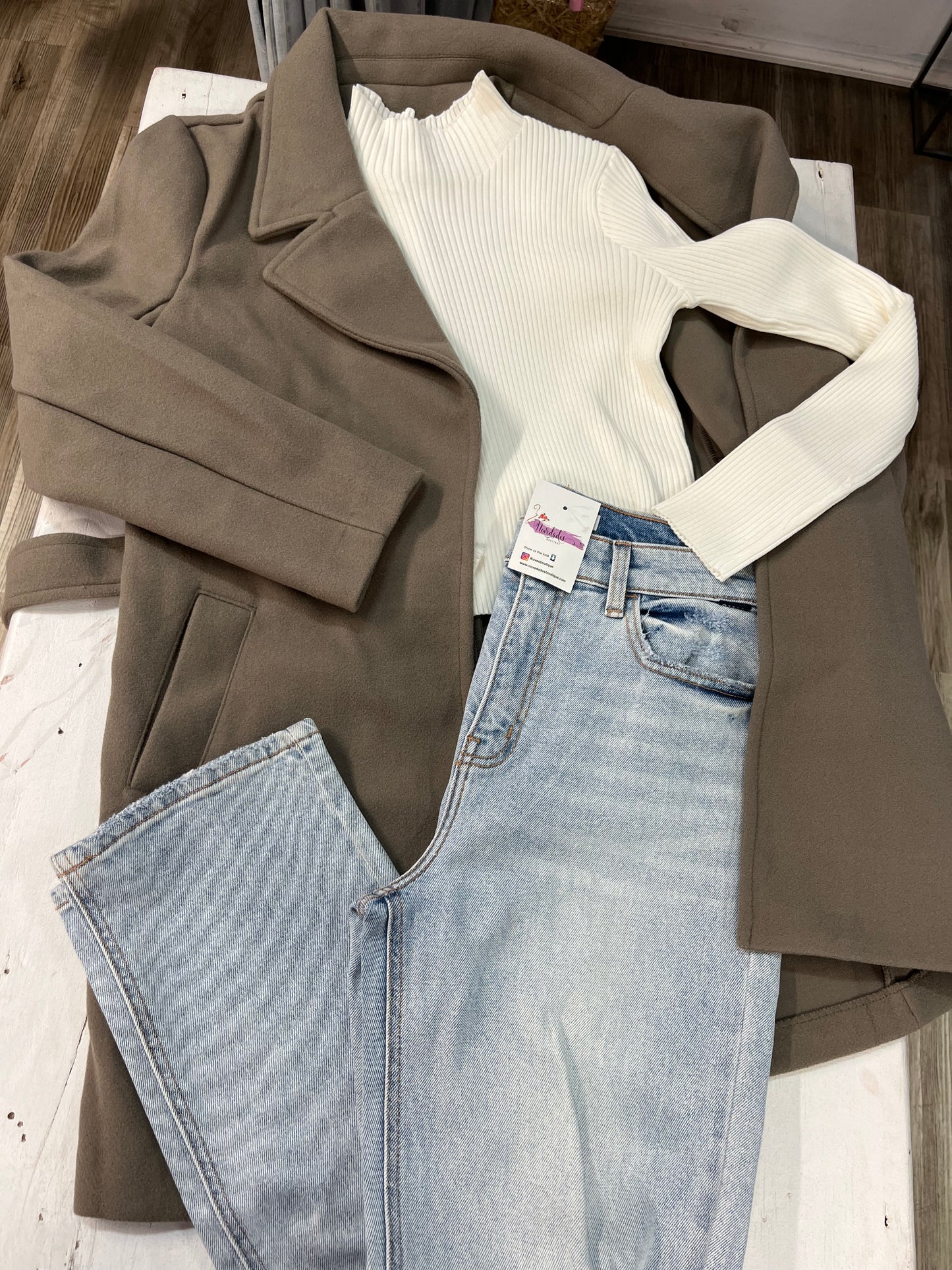 Ny waist tie coat (Stone grey)